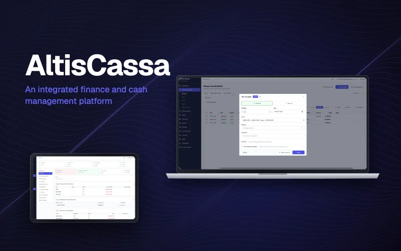 AltisCassa web application shown on a laptop and a tablet