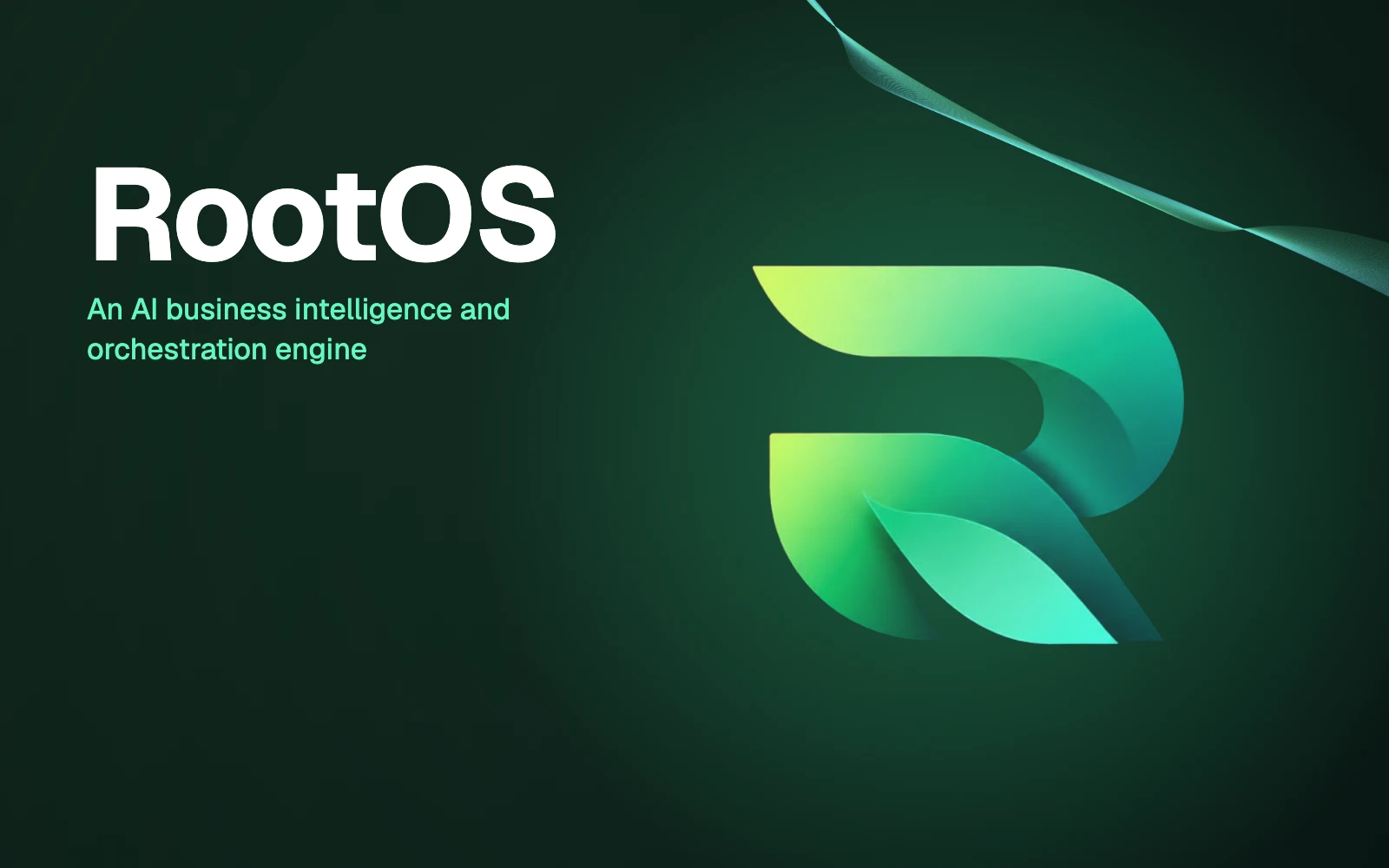 The RootOS logo — a green R mark on a dark background